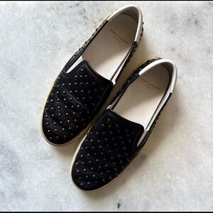 Saint Laurent Black Studded Slip-On Sneakers